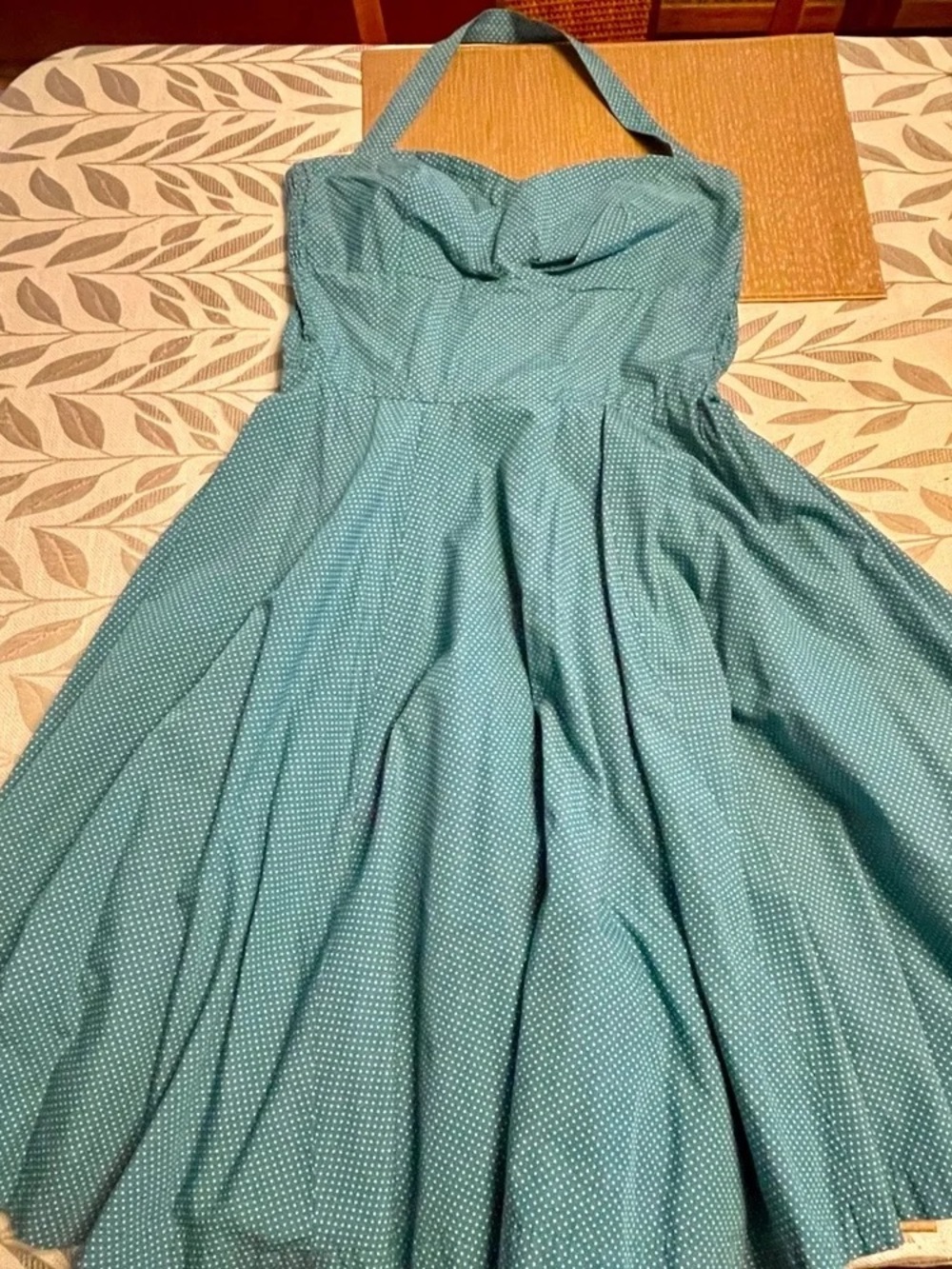 Girls from Savoy robins egg blue halter neck stretch panel swing dress size 10